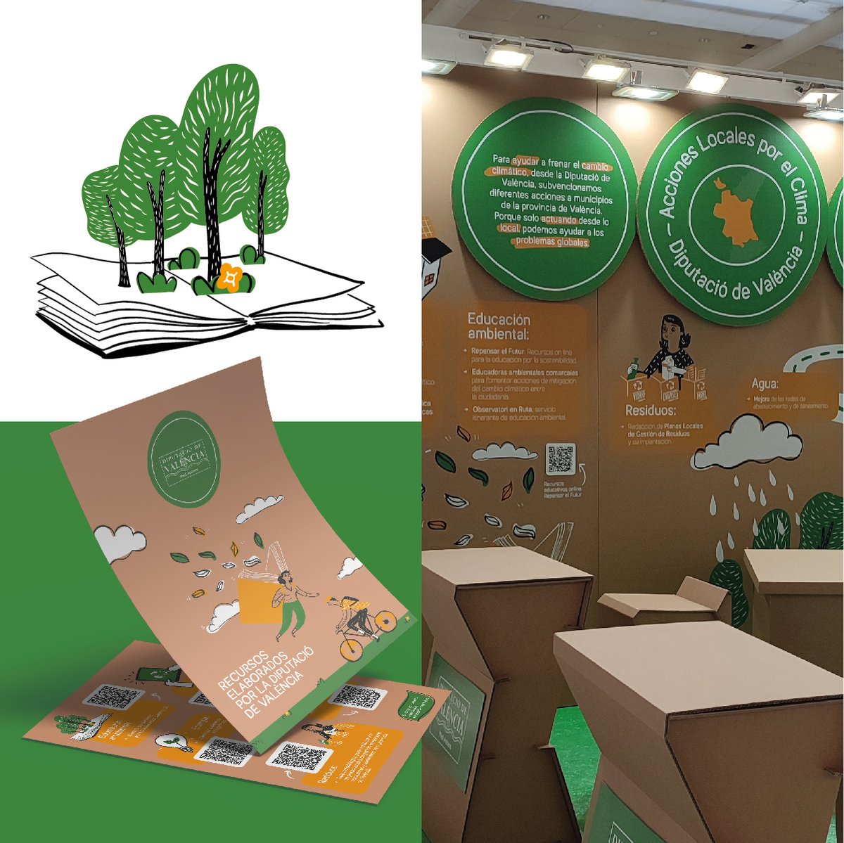Un stand de cartón 100% reciclable ♻, con un diseño funcional y ECOLÓGICO 💚 Así acudió <a href="/dipvalencia/">Diputació de València</a> a @info_conama.  Desde KLIPERDVILA diseñamos también una imagen gráfica con ilustraciones para un photocall y un juego de jenga, así como otros elementos de merchandising #KDV
