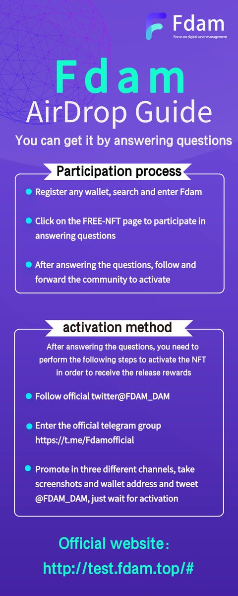 FDAM_DAM's tweet photo. #Airdrops #NFTGiveaway
🚩Participate in answering questions and get NFT for free

Join us to learn more：
https://t.co/jmAgmojfx2 https://t.co/C1gqTczXJF