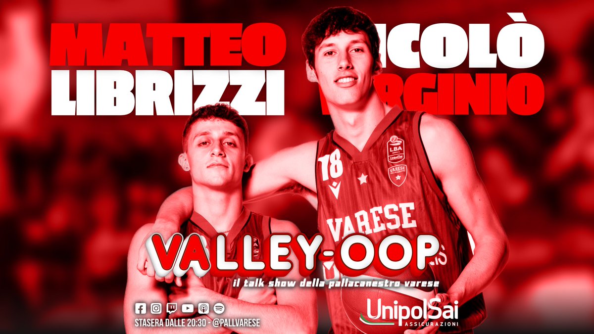 PallVarese's tweet image. Questa sera alle 2️⃣0️⃣:3️⃣0️⃣ torna VAlley-Oop e lo fa con una coppia di ospiti d’eccezione: Matteo #Librizzi e Nicolò #Virginio 🔥 

Siete pronti⁉️ Vi aspettiamo in diretta #Twitch e #YouTube 🙌

#NoiSiamoVarese
