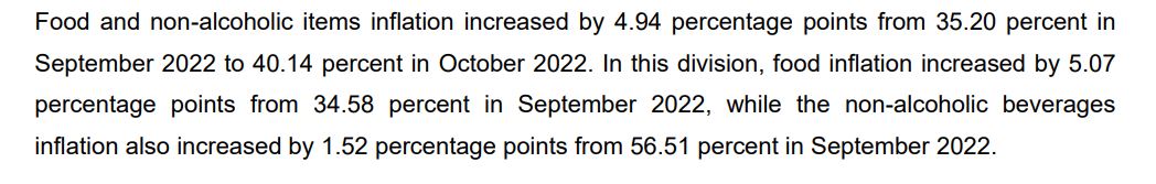 Interested in some "bread &amp; butter" stats? The latest Consumer Price Index by <a href="/stats_sl/">StatsSL</a> is out. Year on year: annual price inflation is 32.98%; food, nonalcoholic drinks 📈40.14%; transportation 📈 42.13%; education services &amp; "recreation &amp; culture" are among the📉movers. (1/2)