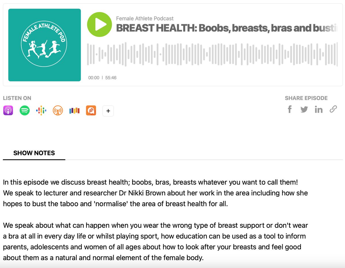 If your daughter is going through puberty or you want to learn more about breast health yourself, there are a range of resources at: treasureyourchest.org

We also did an episode with researcher <a href="/DrNikkiBrown/">Nicola Brown</a> who helped set up the website ⤴️

🔊Listen: femaleathletepodcast.buzzsprout.com/914179/4041467