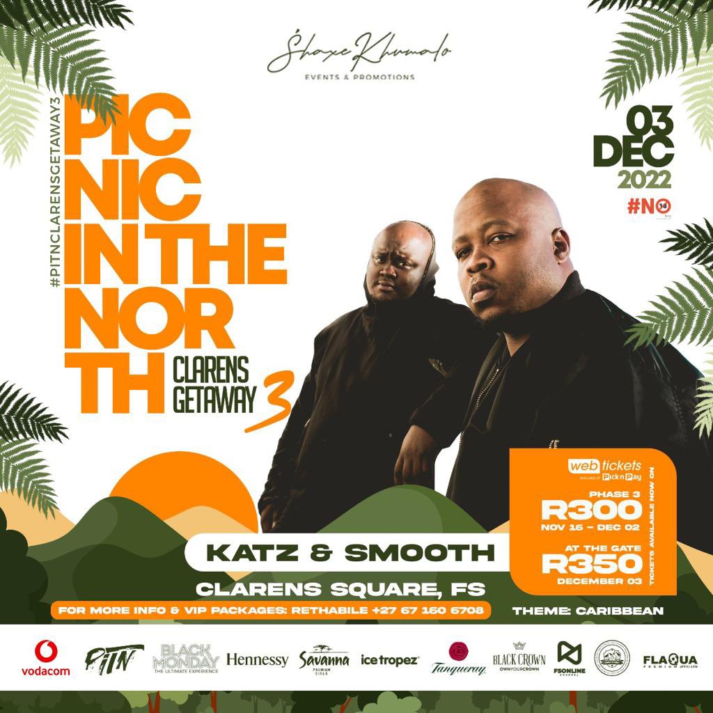 Black Friday special extended until Wednesday 30th midnight. Buy 2 tickets for R 300 at Webtickets &amp; PnP: linktr.ee/PITN #PITNClarensGetAway3