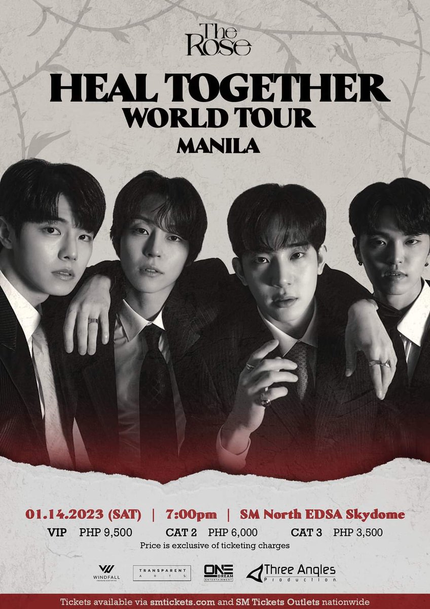 philconcerts's tweet photo. Ticket price for The Rose in Manila starts at P3500 and will be available on Dec. 4 via SM Tickets. 

@Threeanglespro https://t.co/LwQxMSluKm