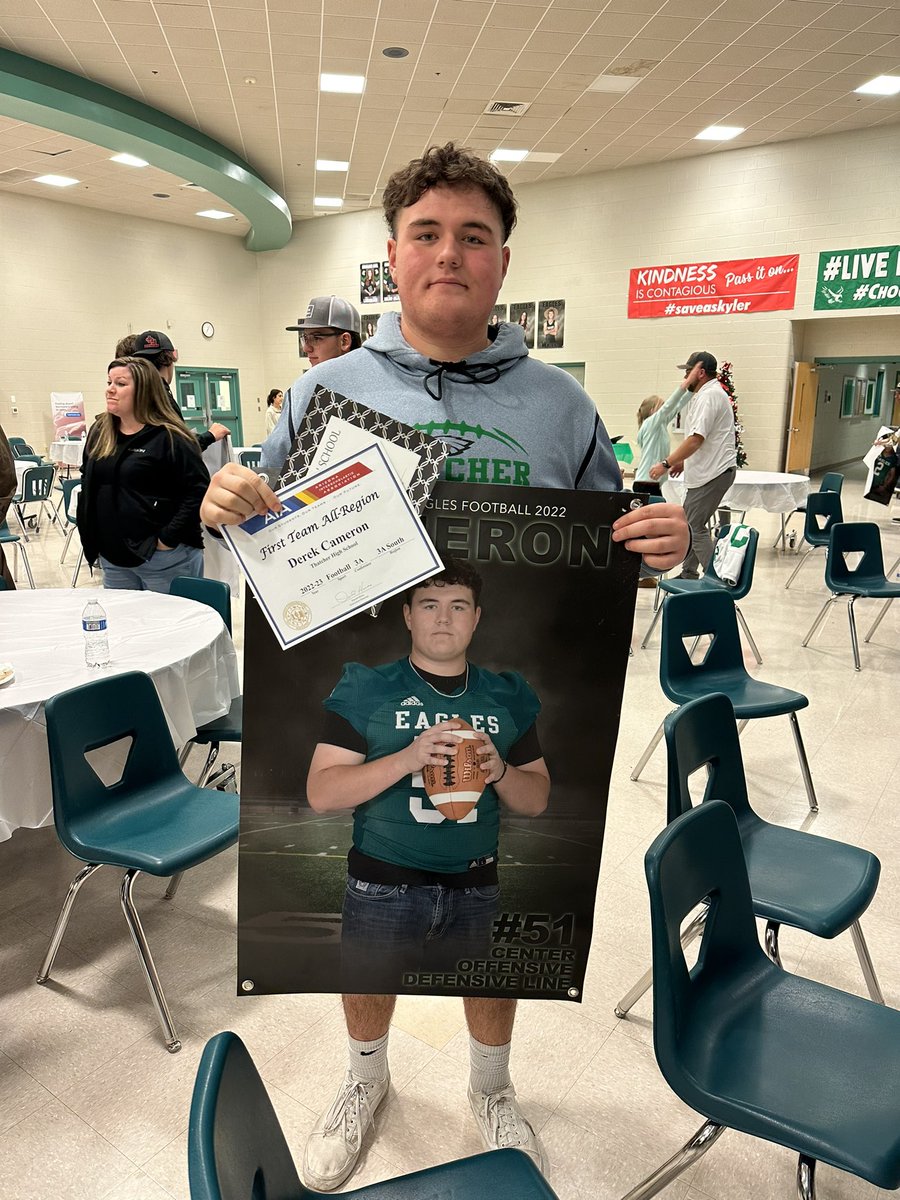 Derek_Cameron51's tweet photo. Had a great senior season! 3A south all-region first team offensive line! Proud to be an eagle! @Agogespeed @ThatcherFootba1 https://t.co/Ysp267gxiN