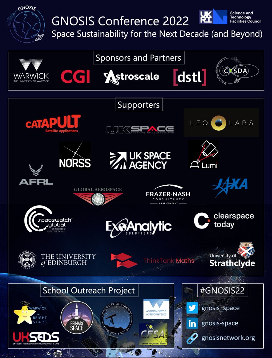 Final preparations are underway <a href="/warwickuni/">University of Warwick</a> for the <a href="/gnosis_space/">GNOSIS</a> Conference later this week (Nov 30 - Dec 1)! Virtual tickets are available until midday today (12:00 GMT) - full programme and registration here: gnosisnetwork.org/gnosis-annual-… #space #sustainability