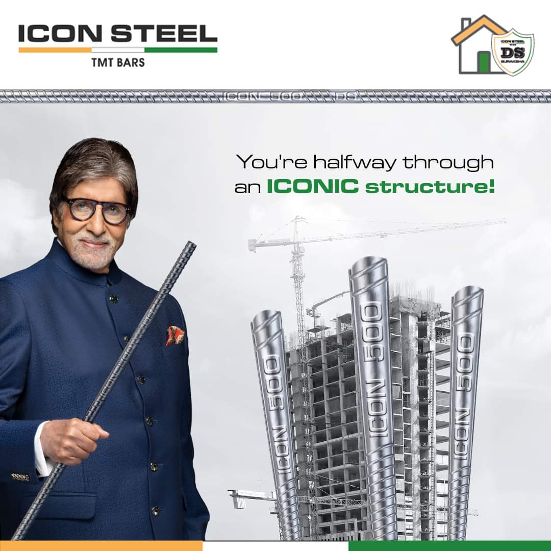 Construction material chosen well is a building's future well-secured. Choose strength, choose Icon Steel. 

#IconSteel #IconSteelIndia #IconicStructure #building #Strength #Ductility #AmitabhBachchan #BrandAmbassador
