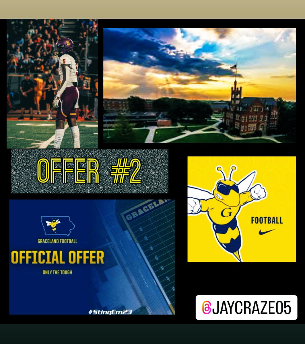 After a great conversation with <a href="/JameslewisCoach/">James Lewis</a> ,I’m proud to say I just received my 2nd official offer to further my education &amp; ball out. Big thanks to <a href="/az_bbt/">BBT Athletics AZ</a> <a href="/GracelandFB/">Graceland Football</a> <a href="/GUjackets/">Graceland Athletics</a> <a href="/AaronFrana/">Aaron Frana</a> @4EverMack_ <a href="/PrideGridiron/">Mountain Pointe Football</a> <a href="/LibertyHSLions/">Liberty Lions</a> <a href="/willietucker83/">Watmvp139</a>  #ETC