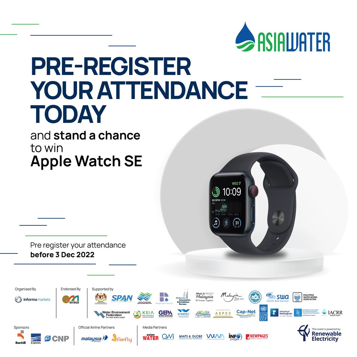 ASIAWATERexpo's tweet photo. 𝐘𝐨𝐮 𝐜𝐚𝐧 𝐰𝐢𝐧 𝐲𝐨𝐮𝐫𝐬𝐞𝐥𝐟 𝐚𝐧 𝐀𝐩𝐩𝐥𝐞 𝐖𝐚𝐭𝐜𝐡 𝐒𝐄 𝐰𝐡𝐞𝐧 𝐲𝐨𝐮 𝐯𝐢𝐬𝐢𝐭 𝐀𝐒𝐈𝐀𝐖𝐀𝐓𝐄𝐑 𝟐𝟎𝟐𝟐!

💧𝗙𝗥𝗘𝗘 𝗔𝗗𝗠𝗜𝗦𝗦𝗜𝗢𝗡 - 𝗥𝗲𝗴𝗶𝘀𝘁𝗲𝗿 𝘆𝗼𝘂𝗿 𝗮𝘁𝘁𝗲𝗻𝗱𝗮𝗻𝗰𝗲 𝘁𝗼𝗱𝗮𝘆 𝗮𝘁 https://t.co/vTuoKLLkM3 https://t.co/CAJNmKEeBS