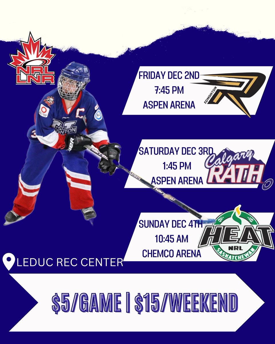 EdmWAMRingette's tweet photo. HOST HUB WEEKEND IS FINALLY HERE!

This upcoming weekend we will host all 6 Western NRL teams at the Leduc Rec Center!
Come on out and fill those stands!💥 $5 a game or $15 for a weekend pass. Kids wearing their jerseys or WAM! apparel get in free! https://t.co/wnwghoJY85