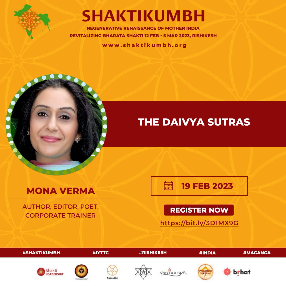 Shakti_Kumbh's tweet photo. Join the 21-day #IYTTC or Participate in the daily workshops of renowned speakers at Shakti Kumbh, Rishikesh from 12 Feb - 5 Mar ’23.
Register: https://t.co/nk83mSedFR
@NilimaTweets @devipuram @ParmarthNiketan @brhat_in https://t.co/446EA63Wf4