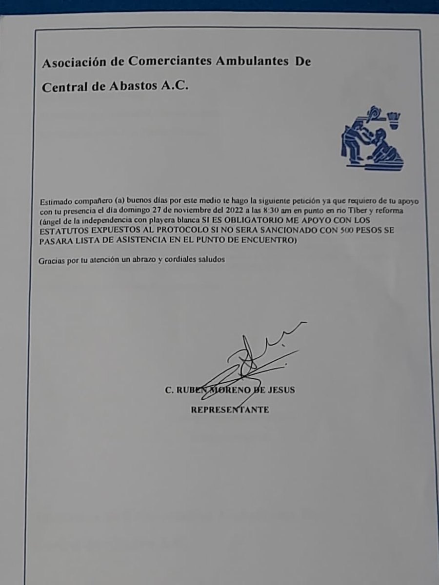 Marce71837655's tweet photo. Este es el aviso intimidante q recibió mi hermana q trabaja en la central de abasto , como no fue a la marcha le cobraron 500 pesos de castigo y 3 días sin derecho para  trabajar , sr presidente,⁦@Claudiashein⁩ es justo https://t.co/2fG4734gYJ
