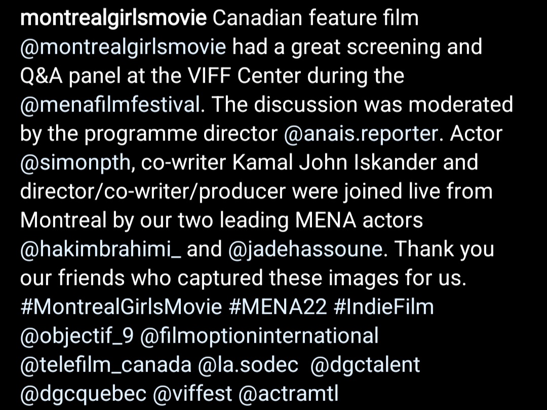 <a href="/menafilmfest/">MENA Film Festival</a> #MontrealGirls #MontrealGirlsmovie <a href="/JadeHassoune/">Jade Hassouné</a> 

#ShadowFam #J4DE