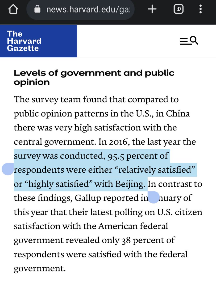 A Harvard study found 95% of people in China support their socialist government.

But billionaire ol...