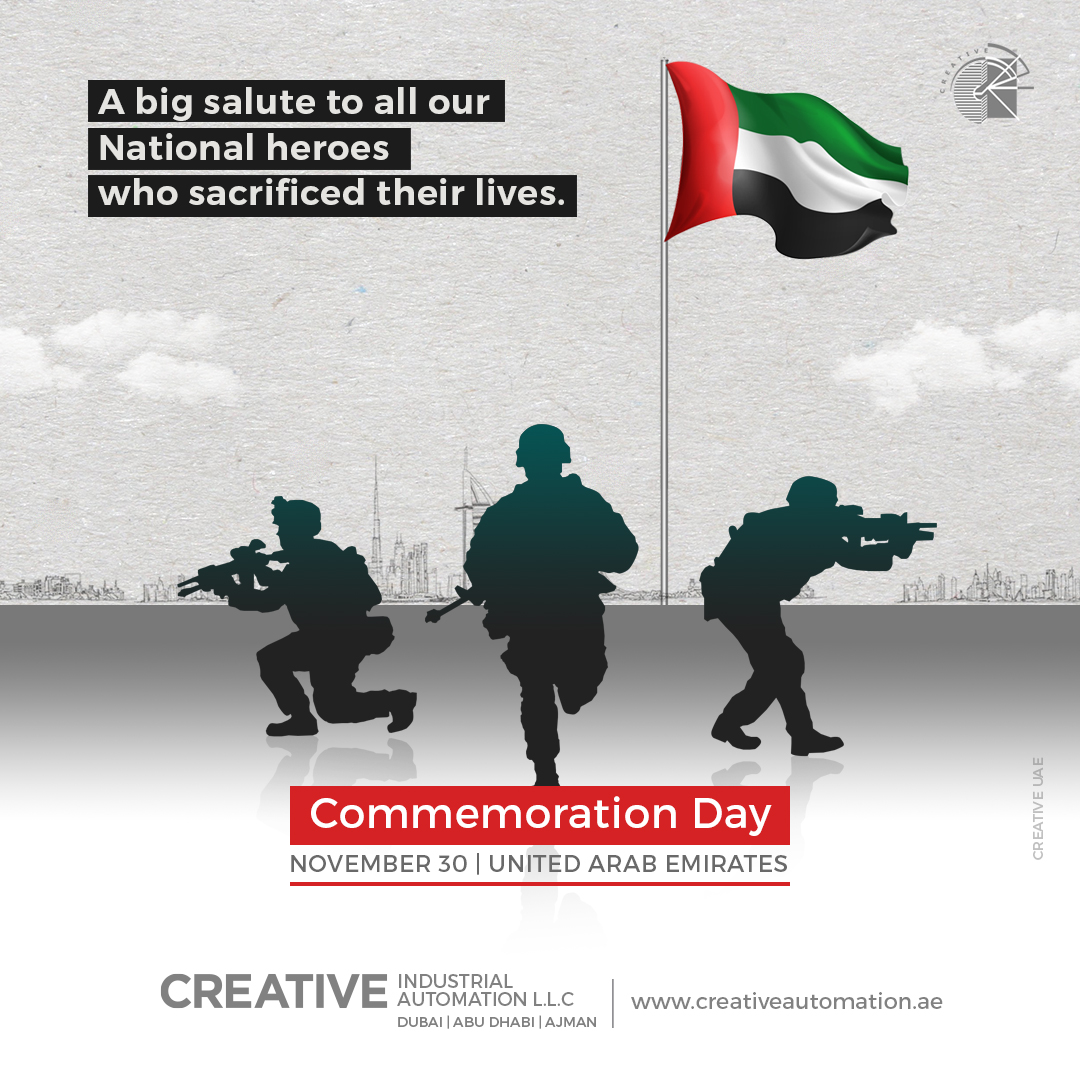 CreativeUAE3's tweet photo. Remembering our National Heroes on 'Commemoration Day '.A big Salute to our Brave Martyrs!

https://t.co/48v8Xid9Kv

#UAENationalDay #commerationday #Messi 
#automation #industrial #industrialautomation #pneumatic #foodpackaging #foodpackagingsolution #uae #ajman https://t.co/gqc9yp6TDY