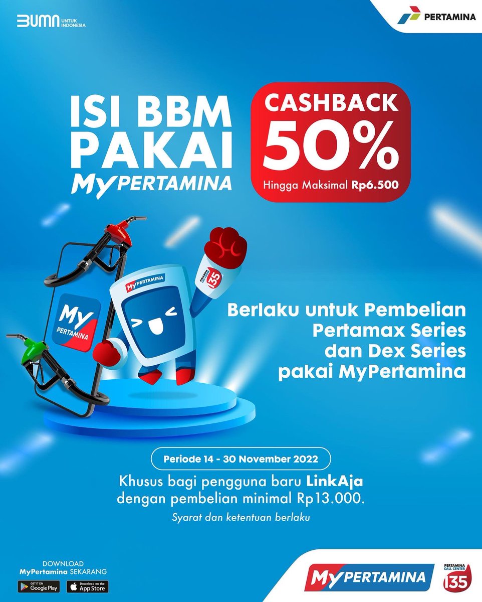 pertamaxseries's tweet photo. BRB cek saldo MyPertamina buat siap-siap isi Pertamax Series biar suasana hari jadi lebih manis kaya senyuman Mimin yang nggak habis-habis 💙

Yuk, langsung aja nikmatin promonya sekarang karena besok udah HARI TERAKHIR! https://t.co/r8ycXU8Let