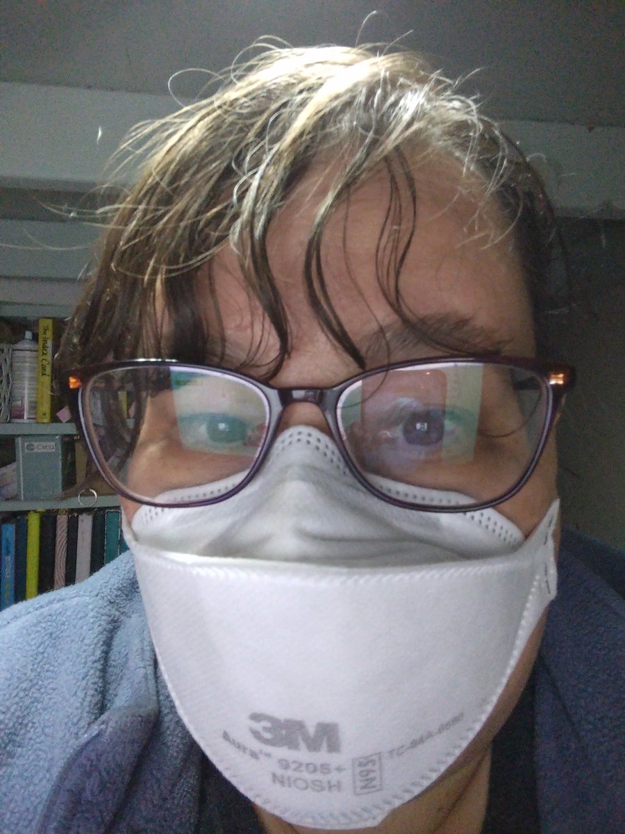 Wearing an N-95 mask while sitting around at home, because my dumbass nephew has the Rona but is refusing to stay in his room or even wear a mask while he's lying on the couch watching TV.

10/10 recommend Aura masks, I've been living in them for 3 days.