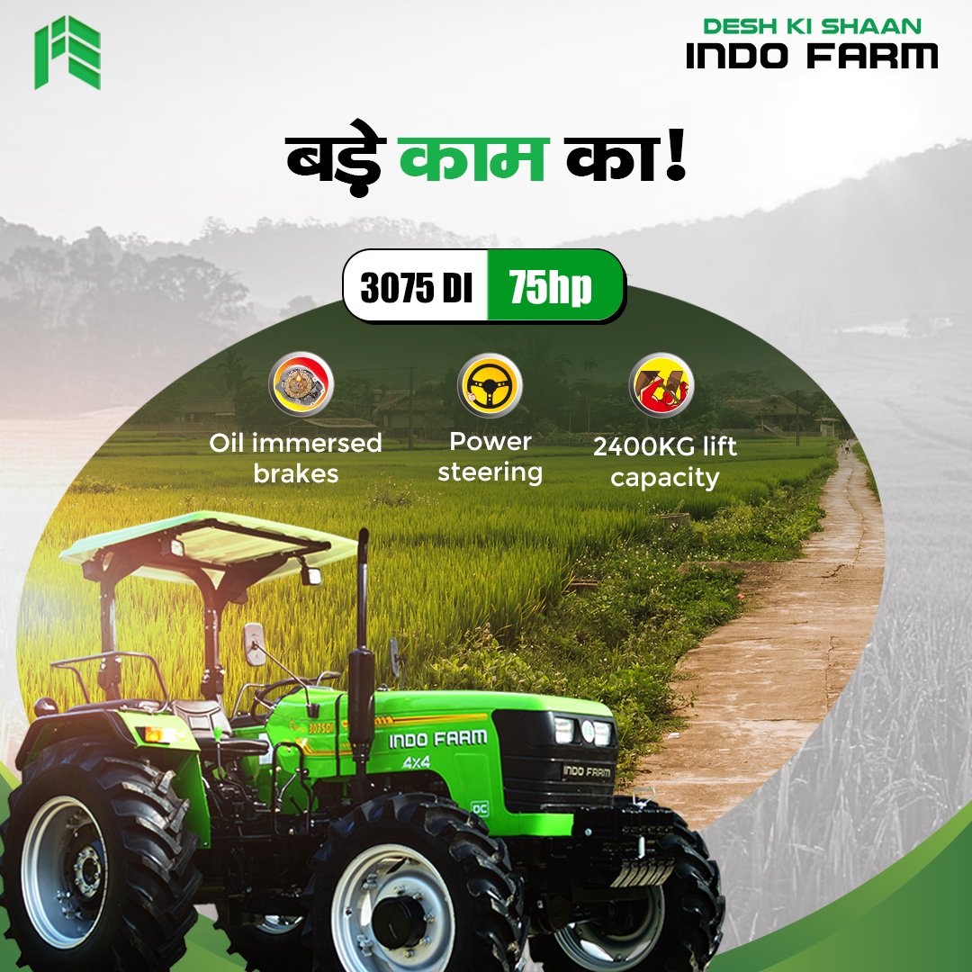 IndofarmTractor's tweet photo. Experience true power and trust with the Indo Farm 3075 DI tractor today. 

Reach out to us today for tractor enquiry or to join our dealer network Call: +917832925001 | Visit: https://t.co/MPQ9onaZxQ

#ThankYouKisaan #IndiaKaIndoFarm #IndoFarmTractors #IndiaKaTractor https://t.co/Fj1L5mIcFy