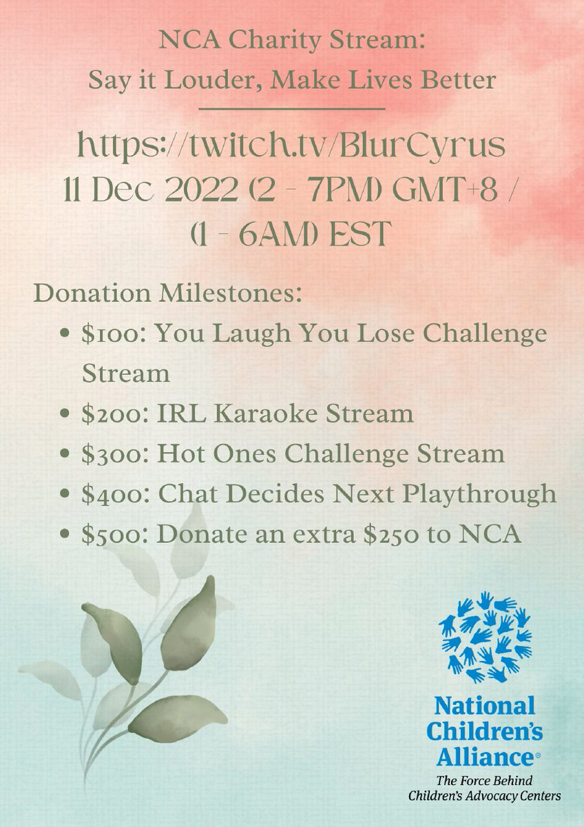 HUGE ANNOUNCEMENT like I mentioned!!

It's great to support charities that fight for a good cause!

On December 11, I will be part of a charity raid train supporting National Children's Alliance to fight against child abuse. Do drop by and say hi!

#NCATrain