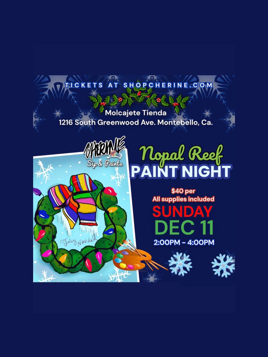 ShopCherine's tweet photo. Ready for Christmas? Kick off your December with a paint party! Montebello Ca. https://t.co/iDde5rhaaN