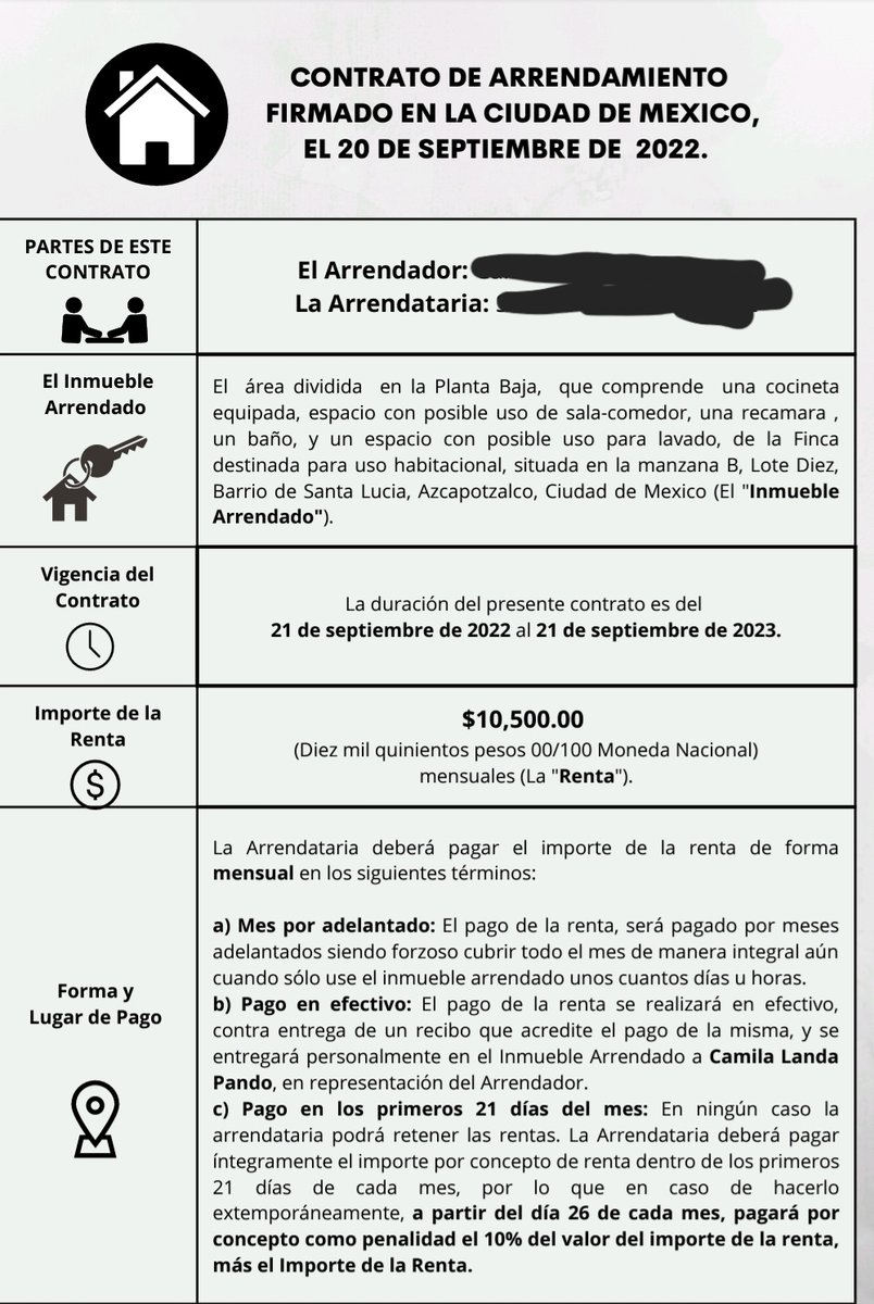 renatogironloya's tweet photo. Me encantó este diseño de Contrato. Sin duda abona al entendimiento y comprensión. Nada de citas innecesariamente técnicas. Valor agregado a estandarizar.
Créditos: Janet Huerta https://t.co/3HaYBaFsTN