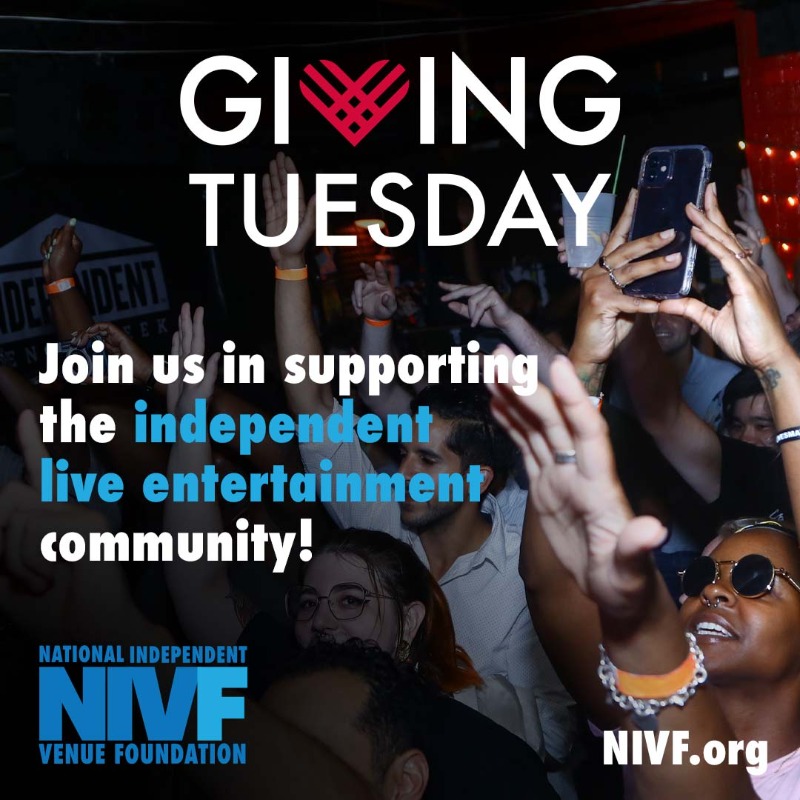 nivassoc's tweet photo. Join us this #GivingTuesday! Your donation to the National Independent Venue Foundation (NIVF) will help us develop programs with a spotlight on inclusion, diversity, equity, and accessibility in the industry.

Please give today and support our live entertainment community! 📣
