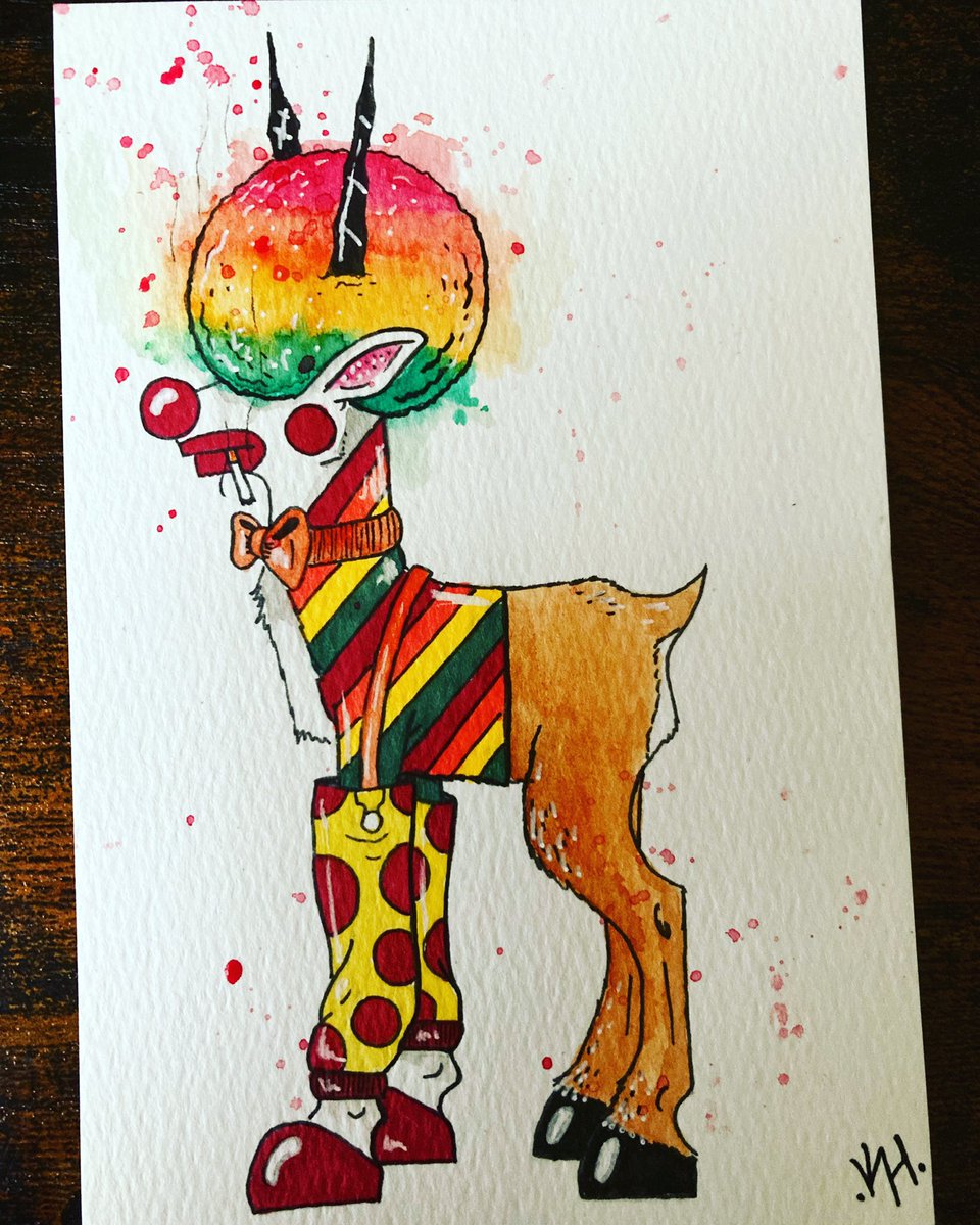 Elegant clown…don’t worry it’s just his day job….#art #twitterart #watercolorpainting