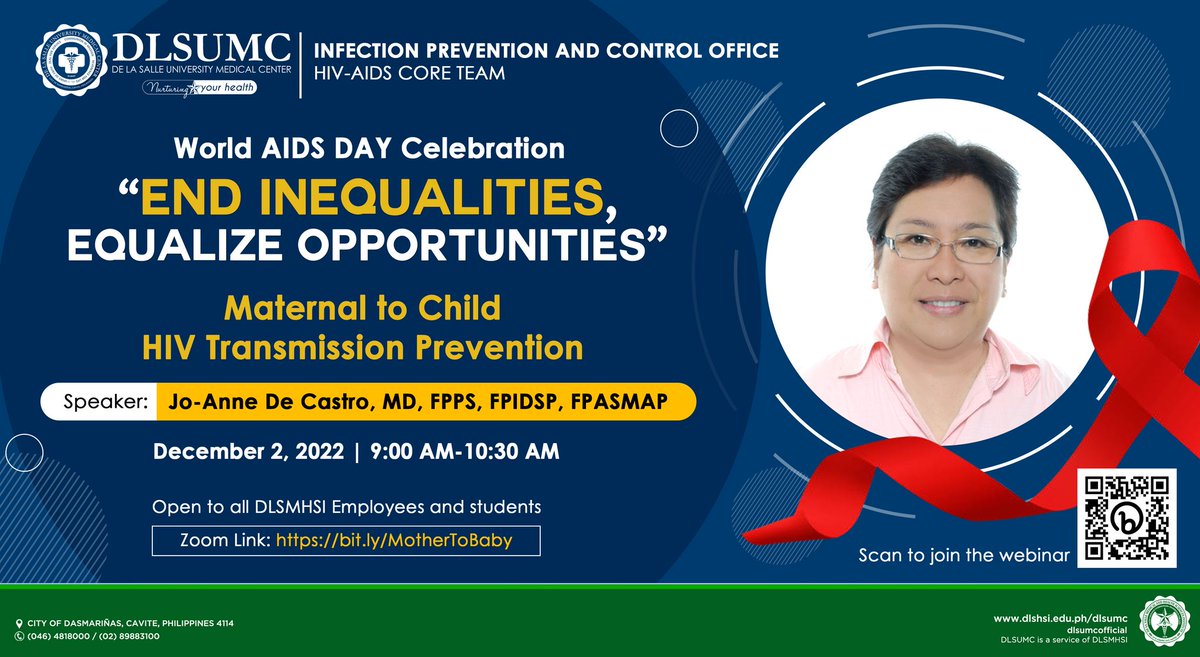 DLSMHSIOfficial's tweet photo. In celebration of WORLD AIDS DAY with the theme "𝐄𝐧𝐝 𝐈𝐧𝐞𝐪𝐮𝐚𝐥𝐢𝐭𝐢𝐞𝐬, 𝐄𝐪𝐮𝐚𝐥𝐢𝐳𝐞 𝐎𝐩𝐩𝐨𝐫𝐭𝐮𝐧𝐢𝐭𝐢𝐞𝐬" on December 1, we shall end stigma and enhance services to PLHIV that shall help them improve their lifestyle. https://t.co/R00h4aXAlV