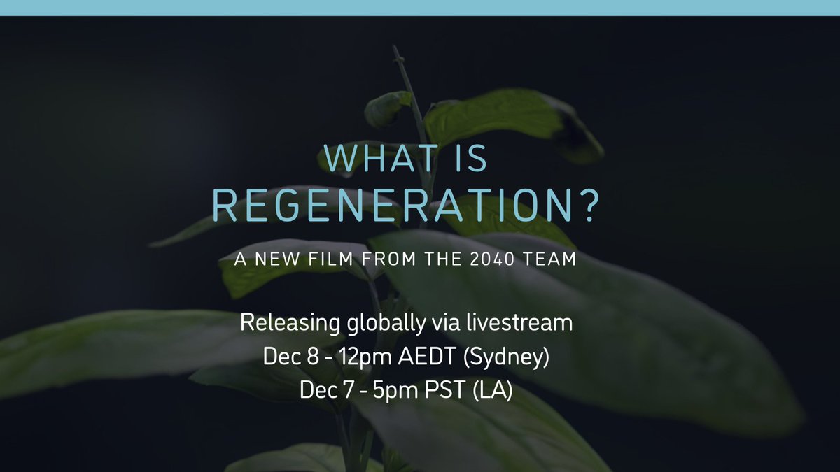 _regenerators's tweet photo. What is Regeneration? It’s the only meaningful way to heal our planet. Join on Dec 8 (Syd) / Dec 7 (LA) for a livestream of the film &amp; panel with @damongameau @PaulHawken Juma Xipaia @aymusik @BrownGirl_Green &amp; @AnnaKernahan. RSVP: https://t.co/UwfnkVN9fT #WhatIsRegeneration https://t.co/58cvvETfE3