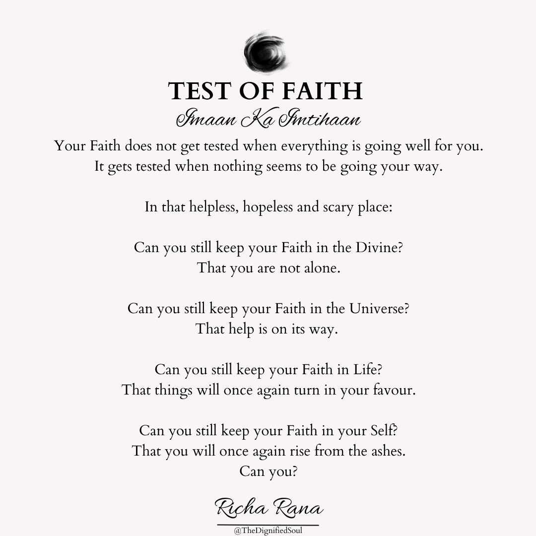 #PoemoftheDay: Test Of Faith  
. 
#thedignifiedsoul #richaranapoetry #poetry #poets #writers #poems #writingcommunity #author #poetrycommunity #mysticalpoetry #spiritualpoetry #poetsoftwitter #writersoftwitter #motivation #inspiration #poetrytwitter #rumi #sufipoetry #selfhelp