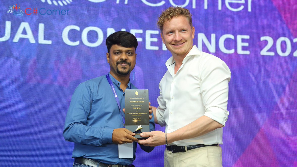 CsharpCorner's tweet image. Thank you @Jeet_csharp for speaking at #CsharpCon22! We look forward to seeing you in #CSharpCon23.