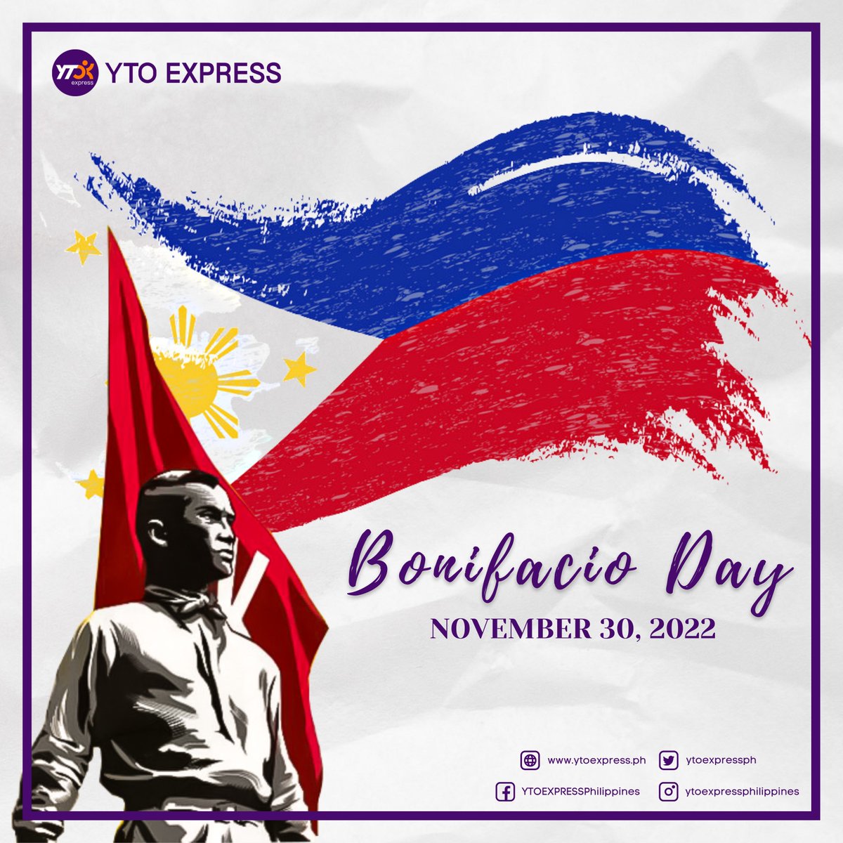 ytoexpressph's tweet photo. "Always desire the goodness of each other; be a model to one another in executing and fulfilling one's duty." 
- Andres Bonifacio

Today, November 30, 2022, we are Celebrating the Heroism of the Great Plebeian who signifies
legacy of bravery and patriotism to his country. https://t.co/lU39c9q565