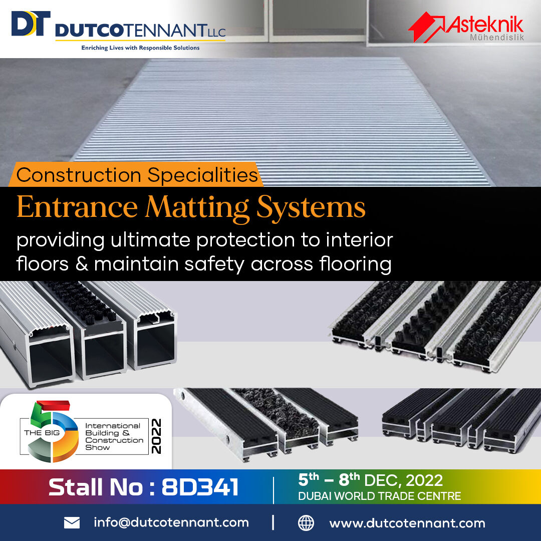 Dutcotennant's tweet photo. Protect & keep the #interiorflooring of buildings free from damage, dust,etc with our #ConstructionSpecialities #EntranceMatting System. Visit our exhibit at the #Big52022 to view product on display.For more info https://t.co/4KbI4kKtX9
#exhibition #Construction #DutcoTennantLLC https://t.co/jhgR1YQKDw