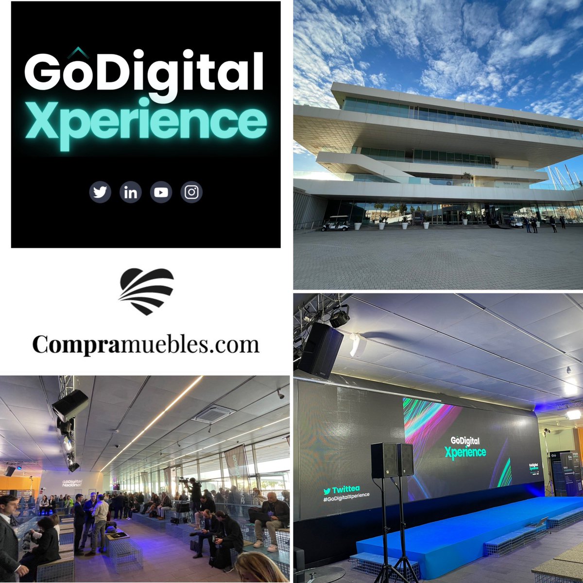 Compramuebles1's tweet photo. Ya estamos aquí 💯%🔝#compramuebles
Nos vemos en #GoDigitalXperience!💯%🔝
Viviremos una experiencia business, informal y tecnológica en el edificio icónico de Valencia @veleseventsvlc 🙌🏼
Diversión desde el principio hasta el final. 🎶
¡Vive la experiencia #GoDigital! https://t.co/erTWQ5wMY8