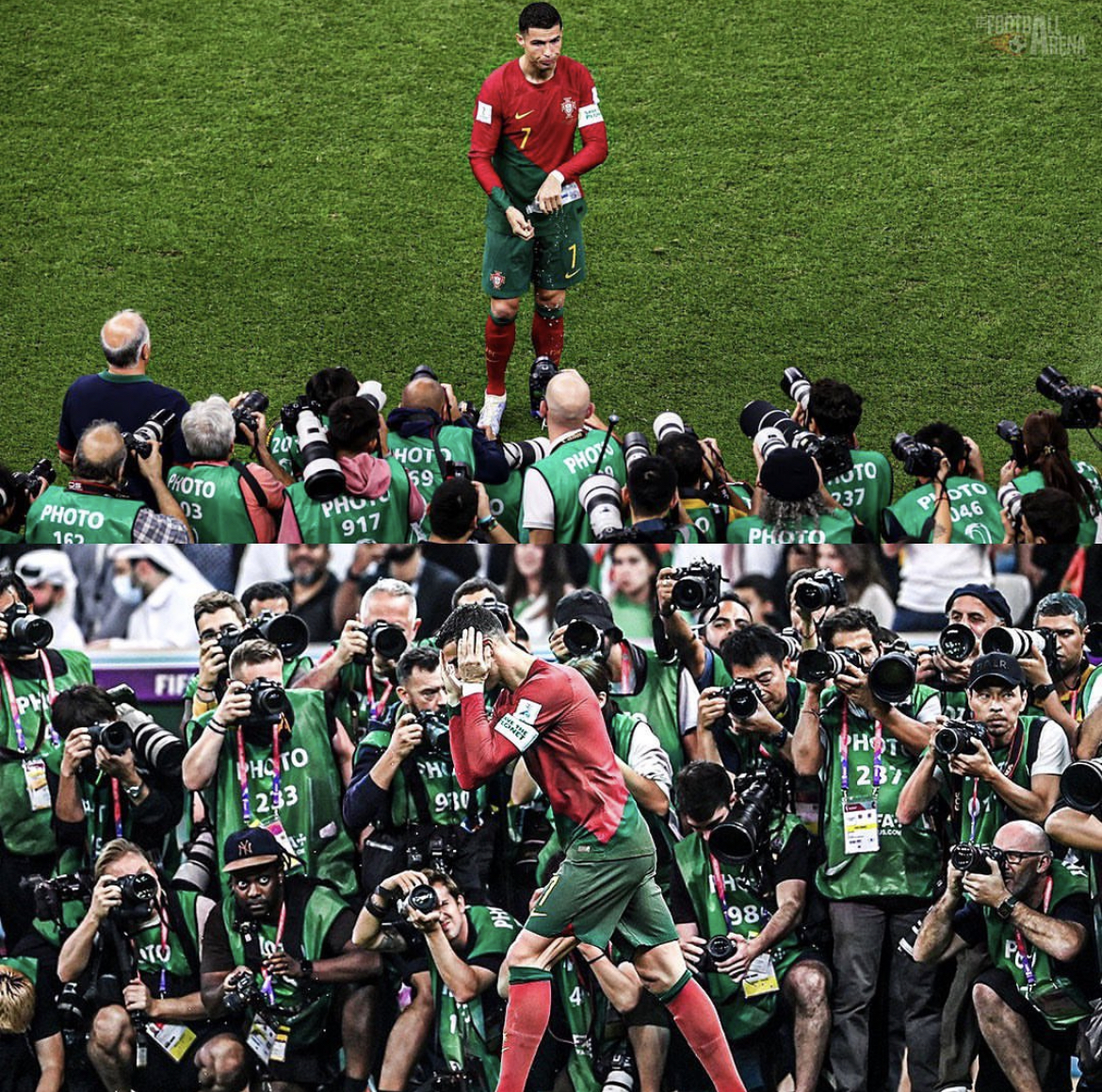 TimelineCR7's tweet photo. Cristiano Ronaldo got people going crazy just to take a picture of him drinking a bottle of water. Superstar. https://t.co/8GXT83jnkm