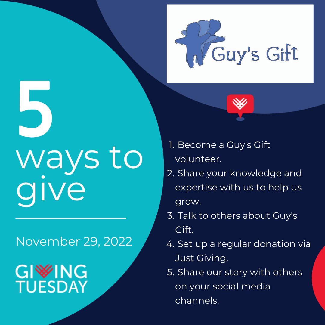 Today is #GivingTuesday and we're sharing some ideas about how you might 'give' to <a href="/GuysGiftCharity/">Guy's Gift</a> 
We'd love to hear any other ideas from you too.