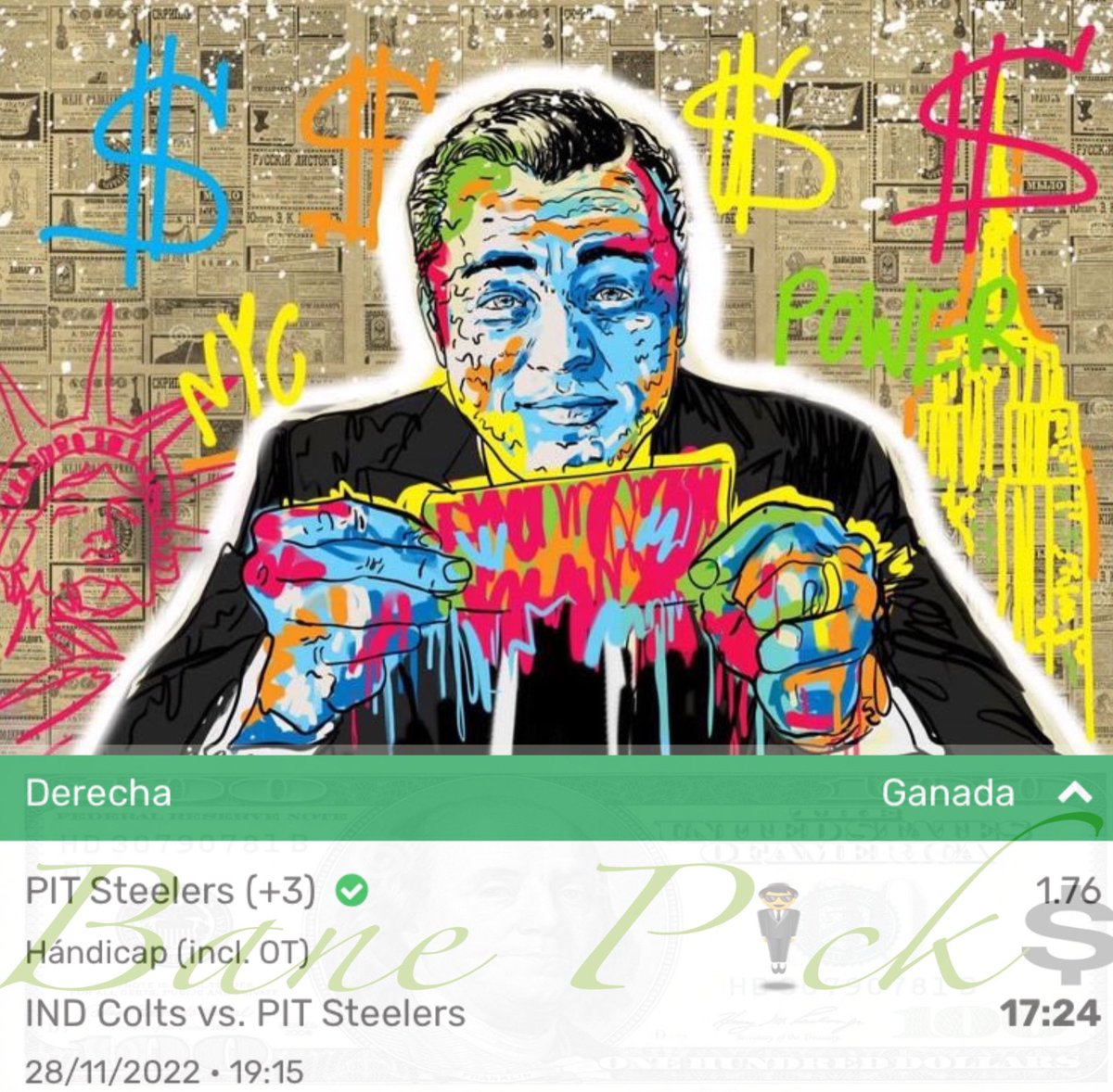 BanePicks's tweet photo. ✅ C O B R A D O🤑 así volvimos a cobrar, espero que hayan seguido este #FreePick #NFLPicks #NFL #PITvsIND #MNF #NFLTwitter #HereWeGo #Andor #Qatar2022 

Buenas noches, dejen su interacción para soltar uno pronto ❤️/🔁 #BanePicks https://t.co/FNyoreTqCJ
