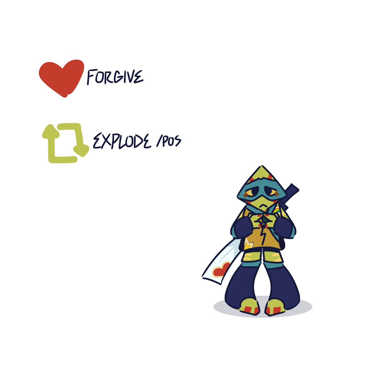 fritzerolii's tweet photo. He is apologizing for the crimes. #ninjaturtlegamesweep https://t.co/yr7wSaak9D