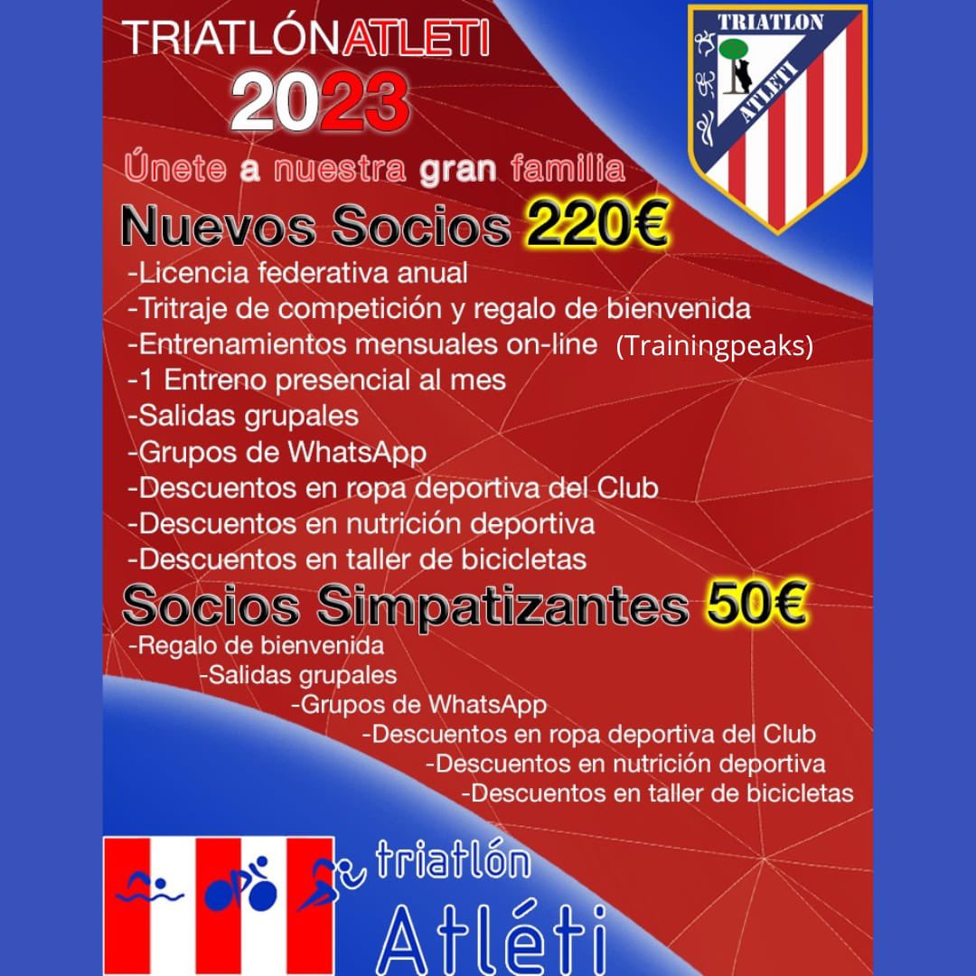 TriatlonAtleti's tweet photo. Estás pensando en hacer Triatlon?. En cambiar tu estilo de vida?. Si, encima, estos son tus colores, no lo dudes. Únete a nosotros #ORGULLOyPASION https://t.co/C14mo0WwXm