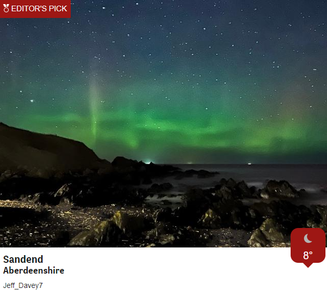BBCScotWeather's tweet photo. The Northern Lights putting on a show last night! Thanks @BBCWthrWatchers #AuroraBorealis JR https://t.co/bm86NSFabu
