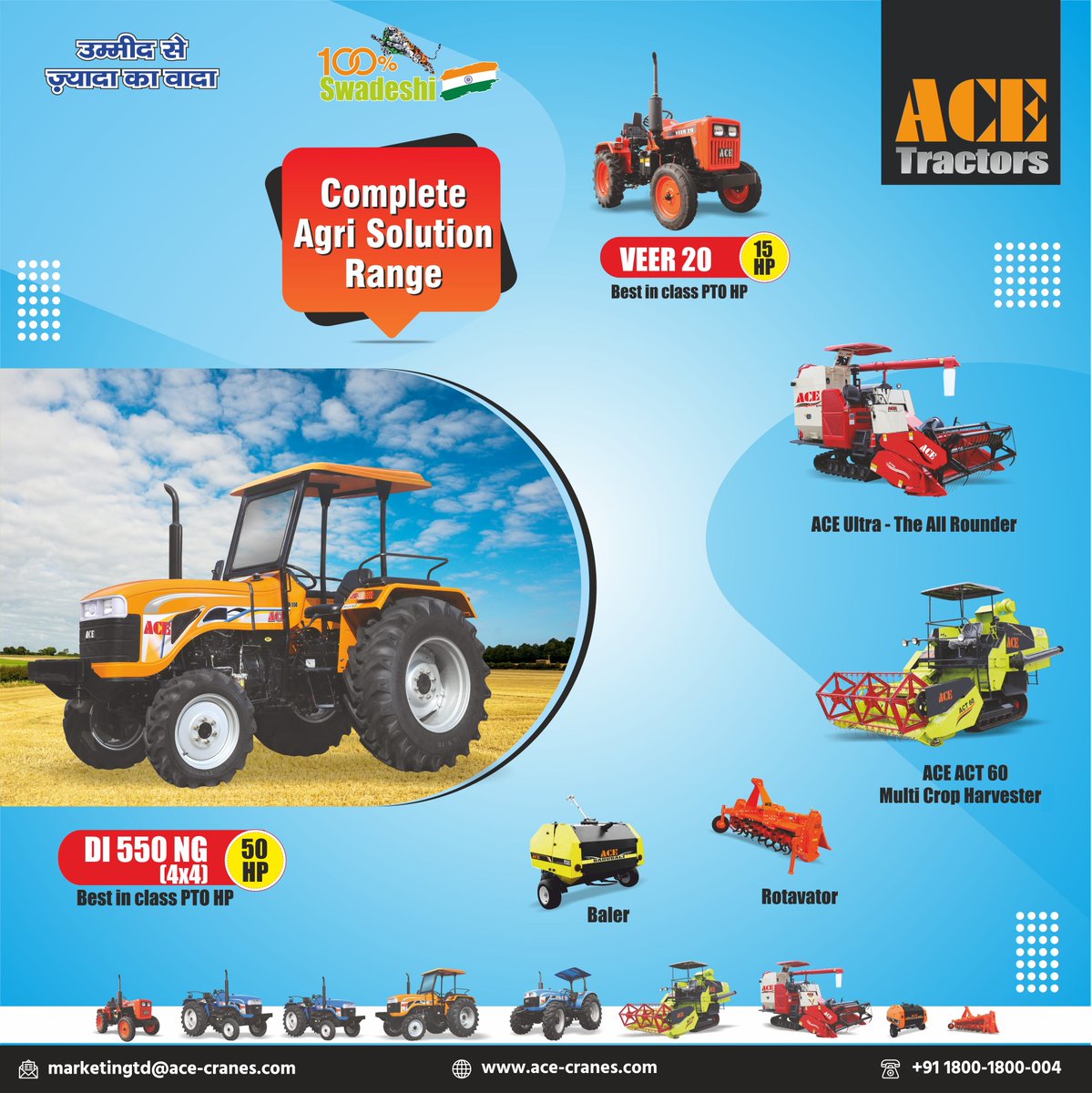 ACETractorIndia's tweet photo. With our widest product portfolio that comprises Technologically advanced #Tractors, #Rotavators, #Harvesters, and #Balers, we are providing the farmer fraternity A Complete Agri Solution Range.
See more https://t.co/IERMFbOjZ4
#ACE #AceTractorsIndia #AceTractors #AgriImplement https://t.co/LkawpfWL6O