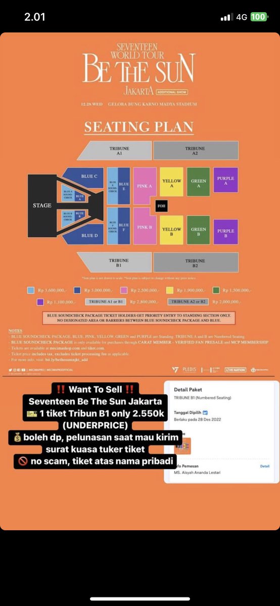 yermkims's tweet photo. WTS/ Want To Sell
Tribune B1 (QN W7*) BETS in Jakarta Add Show 
Underprice ya
Kalo ada yang minat bisa dm yaah
#SEVENTEEN #seventeen #betsinjkt #BeTheSunJKT #BETHESUNinJKT #BETHESUNinJAKARTA #WTB #WTS https://t.co/wBt99YnJhP