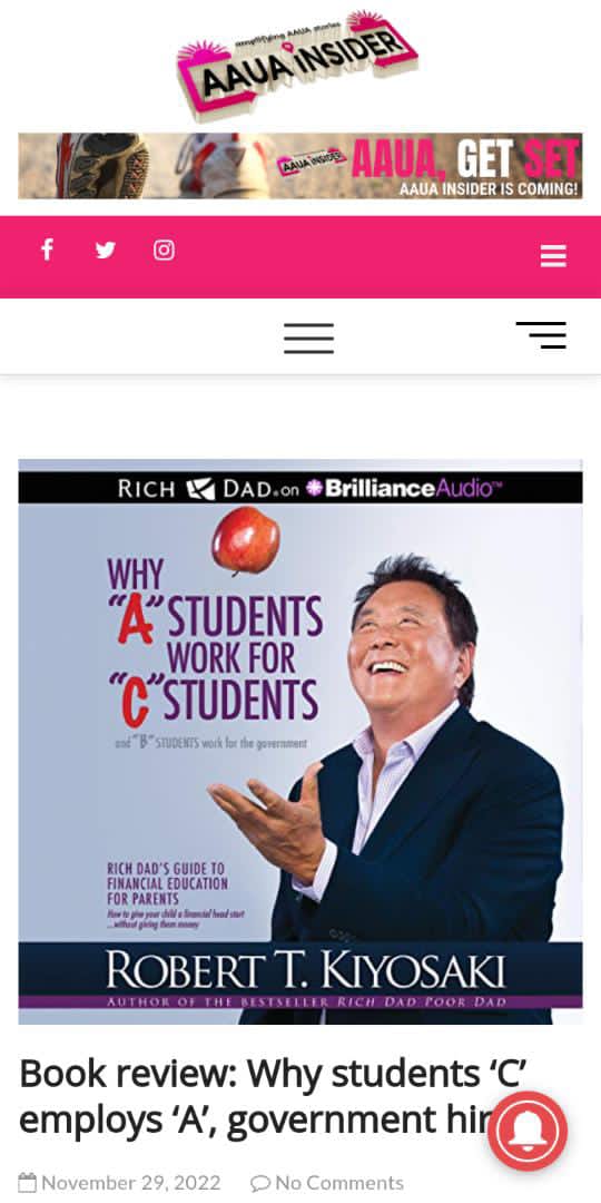 Book review: Why students ‘C’ employs ‘A’, government hire ‘B’
 aauainsider.com.ng/book-review-wh…
