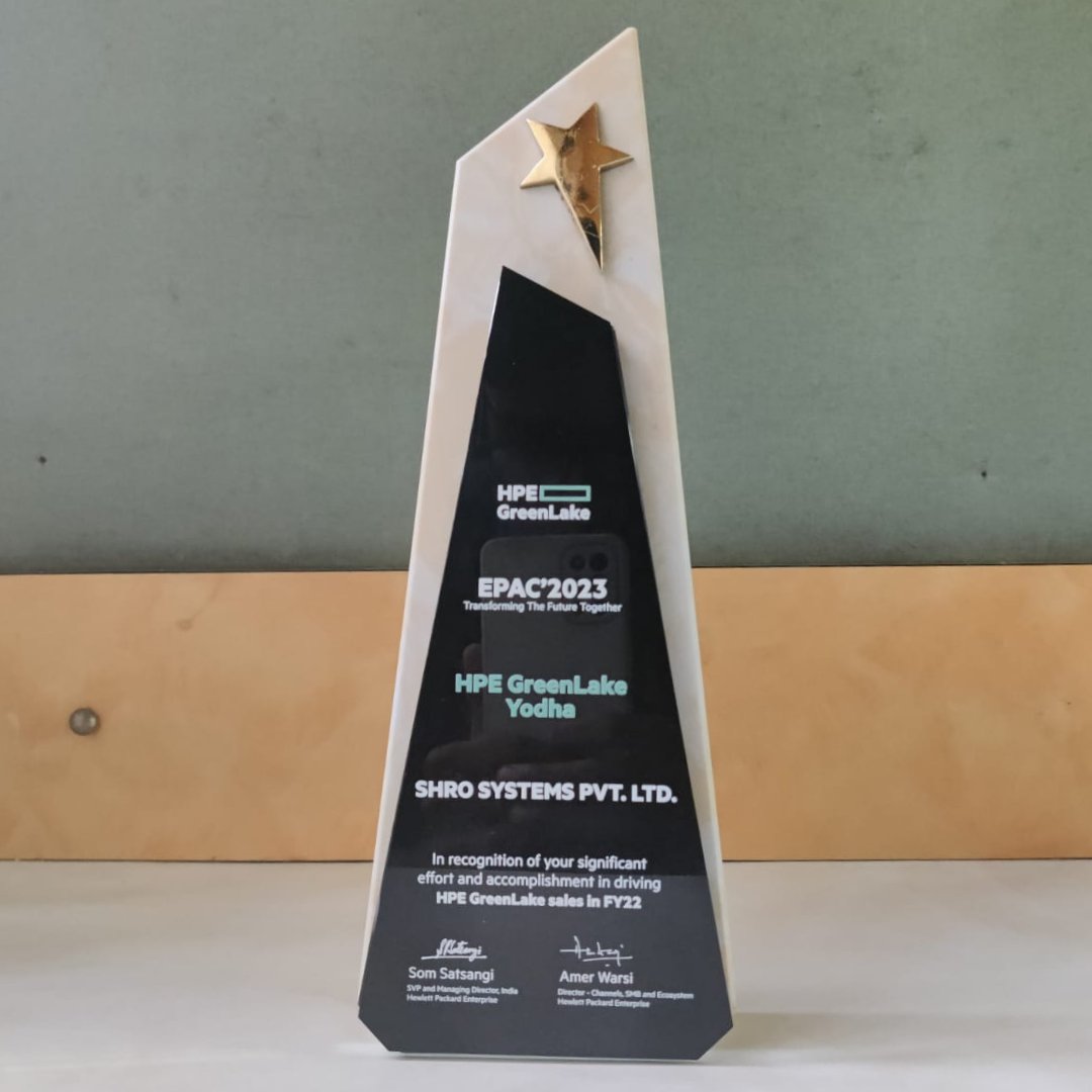 shrosystems's tweet photo. At Shro Systems we always believe in adopting newer and groundbreaking technology.
An absolute delight to have received an award from HPE at EPAC 2023 for driving HPE GreenLake sales for the year 2022.
#hpe #Shrosystems #hpegreenlake #Cloudcomputing #EPAC2023 #Awards https://t.co/5WJOg3fJsM