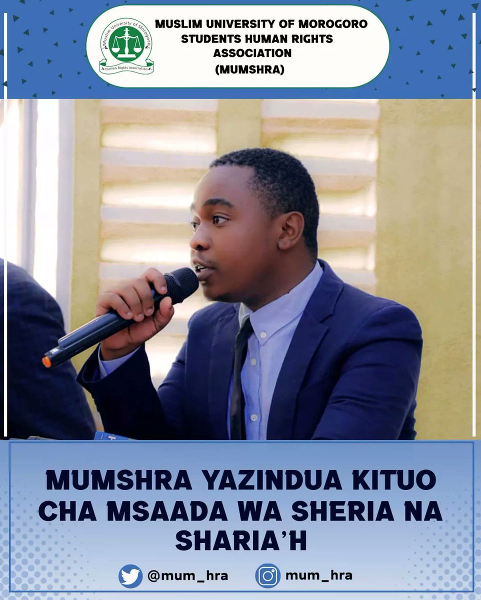 mum_hra's tweet photo. Club ya haki za BinadamuChuo Kikuu cha Waislamu Morogoro (MUMSHRA), Kitivo cha Sheria na Sharia'h,CHRAGG pamoja na LHRC tumefungua kituo cha msaada wa Sheria na Sharia'h.
Mgeni Rasmi alikua  Felista Mauya (LHRC) na Dvc Academic Professor Njozi (MUM),Uzinduzi Ulifanyika 25Nov2022. https://t.co/nRCeqOa3AM