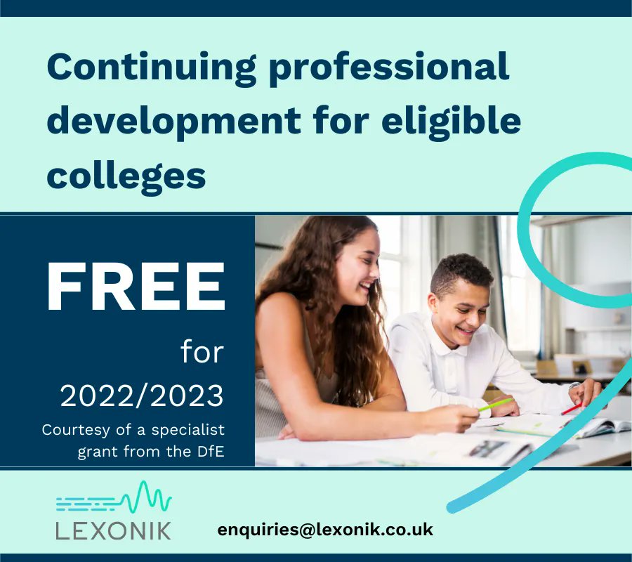 LexonicST's tweet photo. How many jobs don’t need literacy skills?🤔

It’s vital to get college students literate before they enter work💼

We’ve partnered with @educationgovuk to do that🤝

Delivering free continual PD to colleges in eligible regions🙌

Find out more➡️ https://t.co/9kn4Lt4LJ8 https://t.co/Mp4i7GqZSo