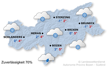 wetter.provinz.bz.it
Wetter heute: Etwas Regen und Schnee