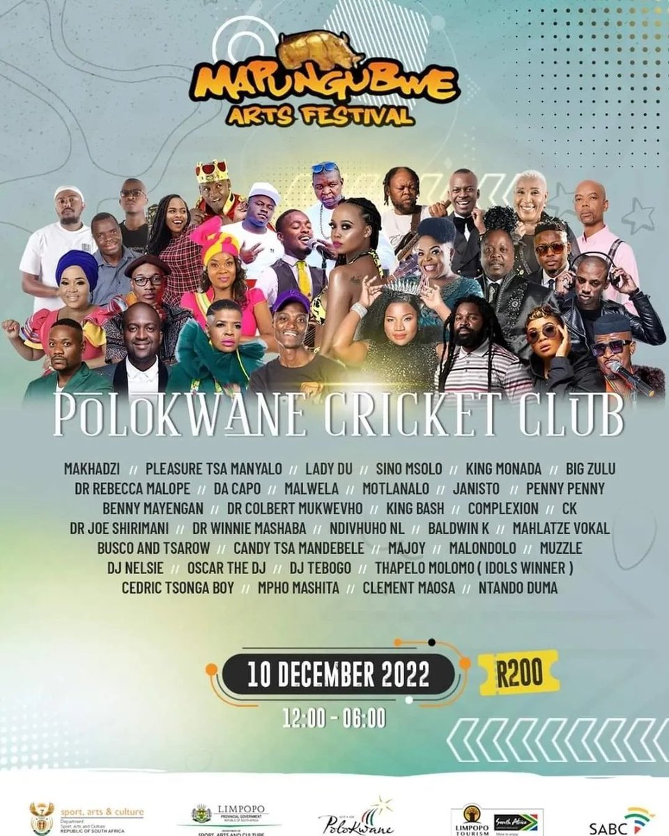 golimpopo's tweet photo. Mapungubwe Arts Festival 2022 

Date: 10 December 2022 
Venue: Polokwane Cricket Club 

Are you ready?

📸 @DSACLIMPOPO 
#sharelimpoposummer22
#GoLimpopo #MoreToEnjoy https://t.co/wwH6syT7N3
