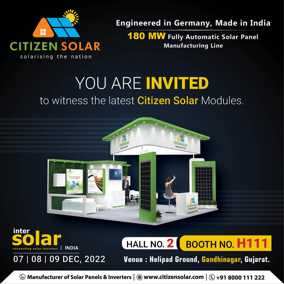 citizensolarInd's tweet photo. You are invited to witness the latest Citizen Solar modules at Inter Solar India, 2022.
๐ https://t.co/yJegbECj5V
#intersolarindia #exhibition #renewableenergy #solarpower #solarpanels #solarenergy #solarsystem #gosolar #CleanEnergy #CitizenSolar #manufacturer #madeinindia https://t.co/wpfSasGAbo