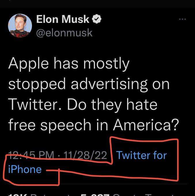 ReachrocketTech's tweet photo. @elonmusk @tim_cook Tim Apple does not condone fascism. Plus, you’re on an iPhone https://t.co/pMKW7exnlu