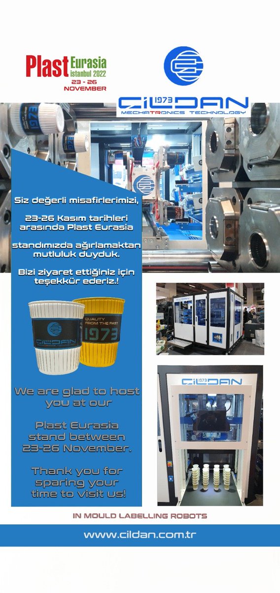 cildan1973's tweet photo. We are glad to host you at our Plast Eurasia stand between 23-26 November. Thank you for sparing your time to visit us!  #pail #packing #plastic #recycle #iml #robots #plastic #iran #inmouldlabellingrobots #mould #labelling #injection #Iraq #turkiye #africa #asian #cup #bucket https://t.co/Wh4Y6KHc5h